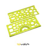 خط کش 2 تایی شابلون دار ژله ای - دارکوب زرد
