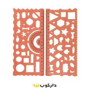 خط کش 2 تایی شابلون دار ژله ای - دارکوب زرد