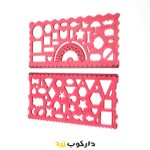 خط کش 2 تایی شابلون دار ژله ای - دارکوب زرد