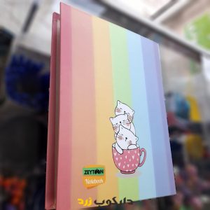 کلاسور زیتون طرح گربه همراه با یدک 100 برگ